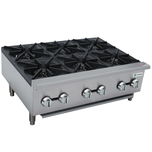 Hurakan 36'' Gas Hot Plate 6 Burner - HKN-XRCG36-6A